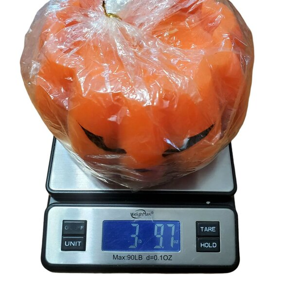 New Pumpkin Candle Halloween Jack O Lantern Autumn Fall Decor 3 Wick Heavy VTG - Picture 9 of 9